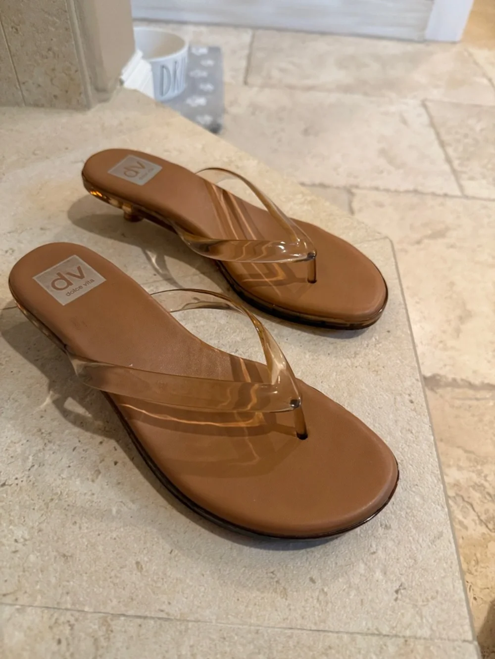 Dolce Vita Brown Sandal with Clear Vinyl Straps - Picture 2 of 4